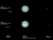 Júpiter e as luas Ganymede e Io em 15 de junho de 2019.